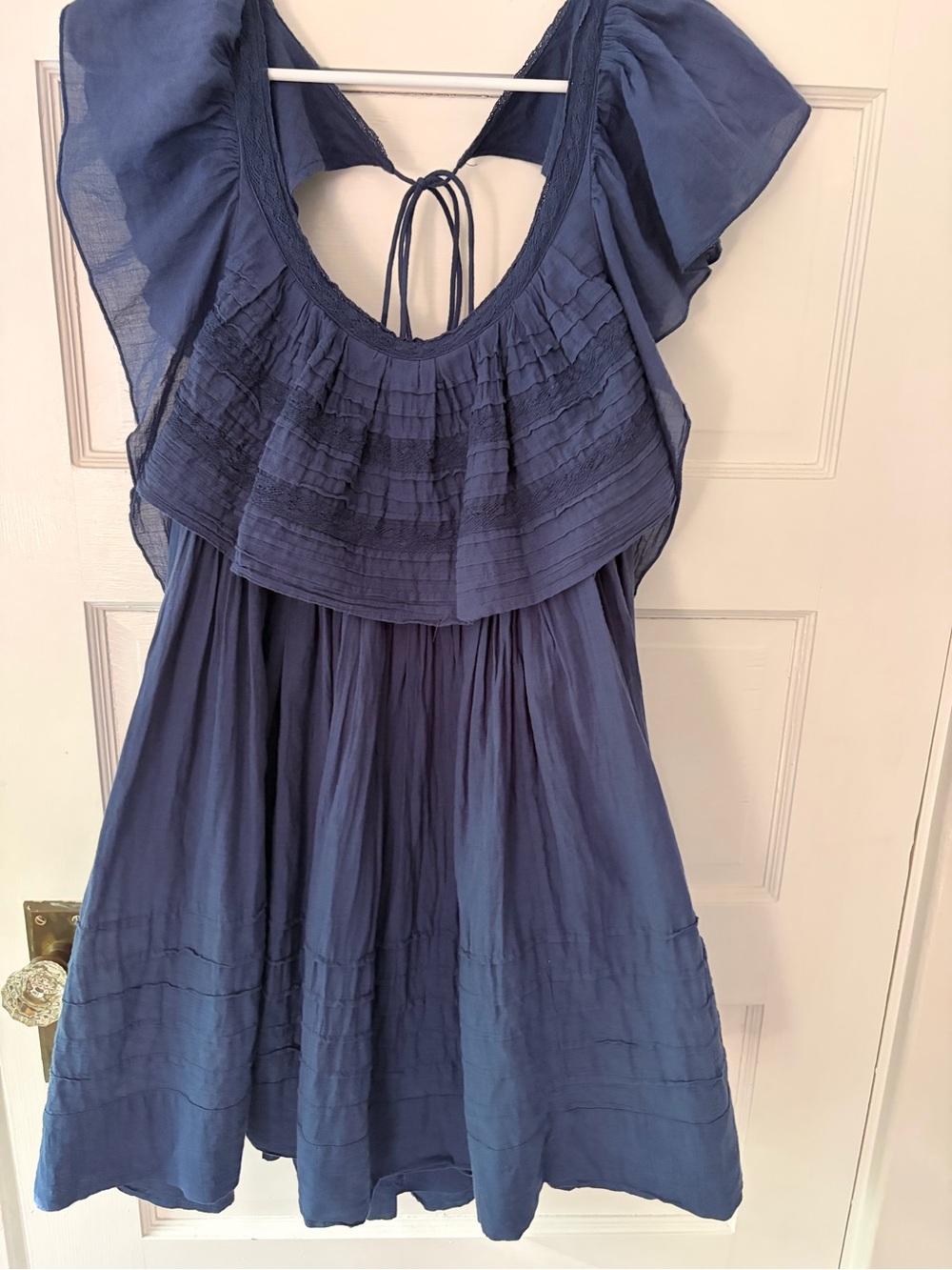 Free People Navy Ruffle Back Mini Dress - Picture 5 of 7